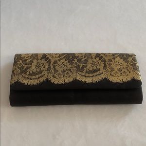 Black satin clutch